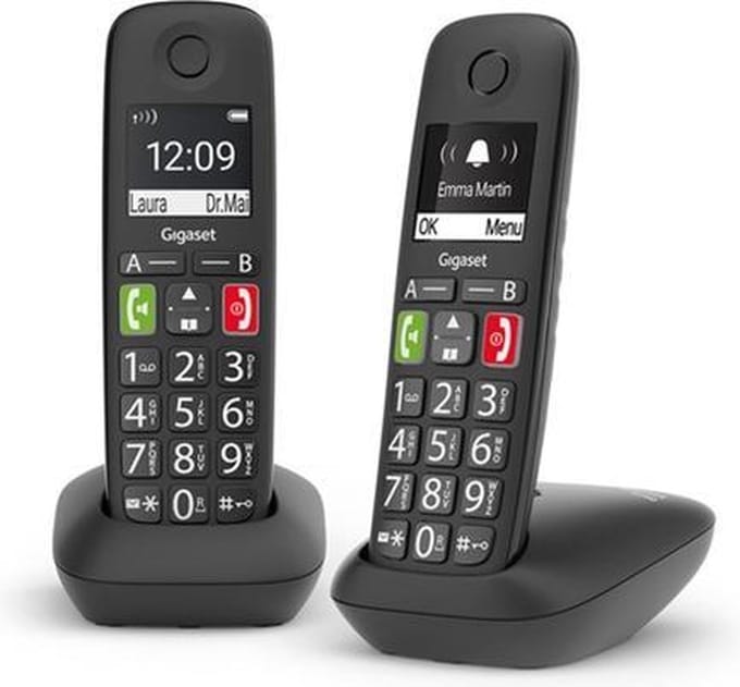 Gigaset E290 Duo Analoge-/DECT-telefoon Zwart Nummerherkenning
