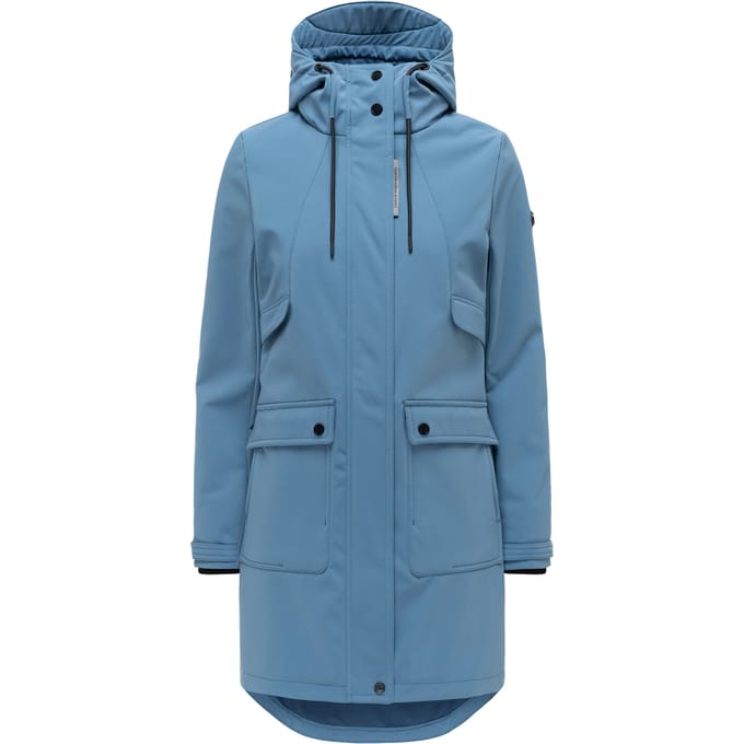 Navahoo dames softshell tussenjas Morgennebel met capuchon