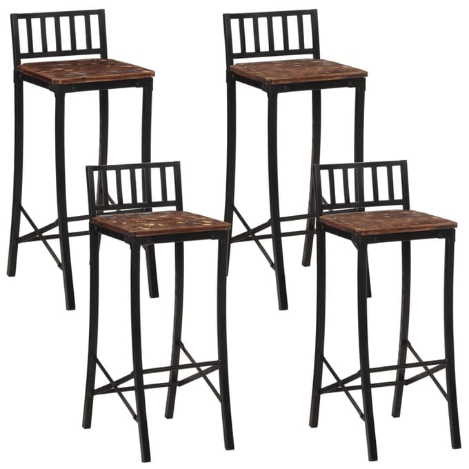 vidaXL - Barstoelen - 4 - st - massief - gerecycled - hout