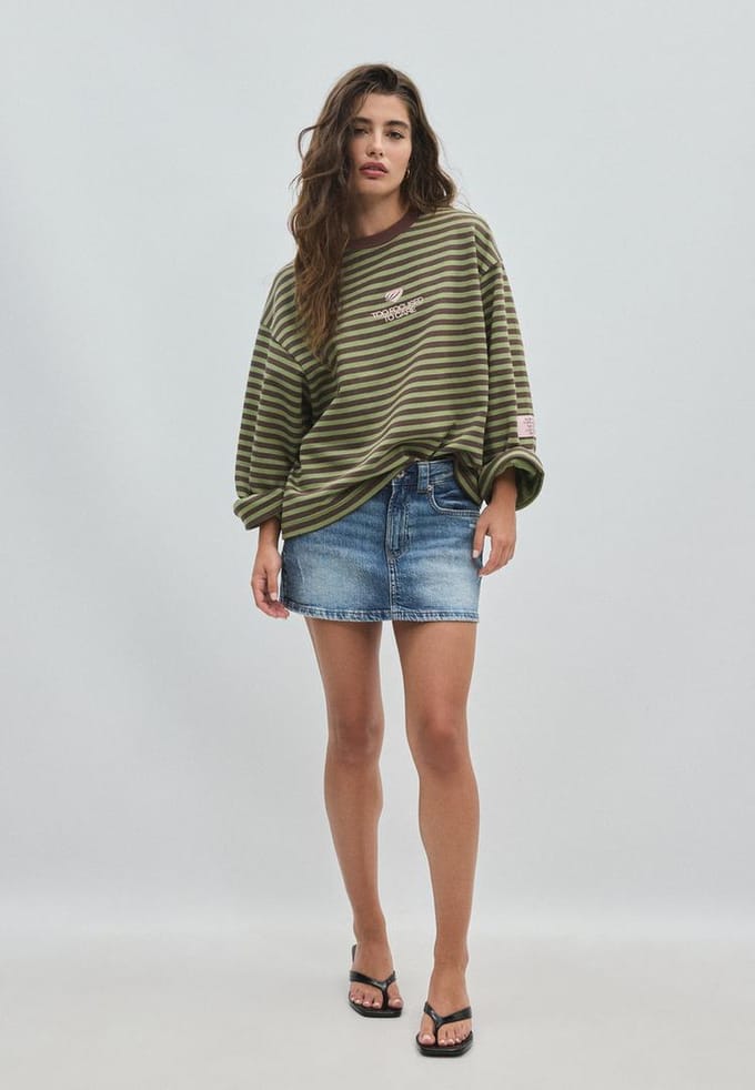 Stradivarius Sweater met strepen  Kaki XS
