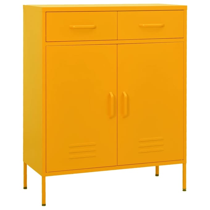 vidaXL - Opbergkast - 80x35x101,5 - cm - staal - mosterdgeel