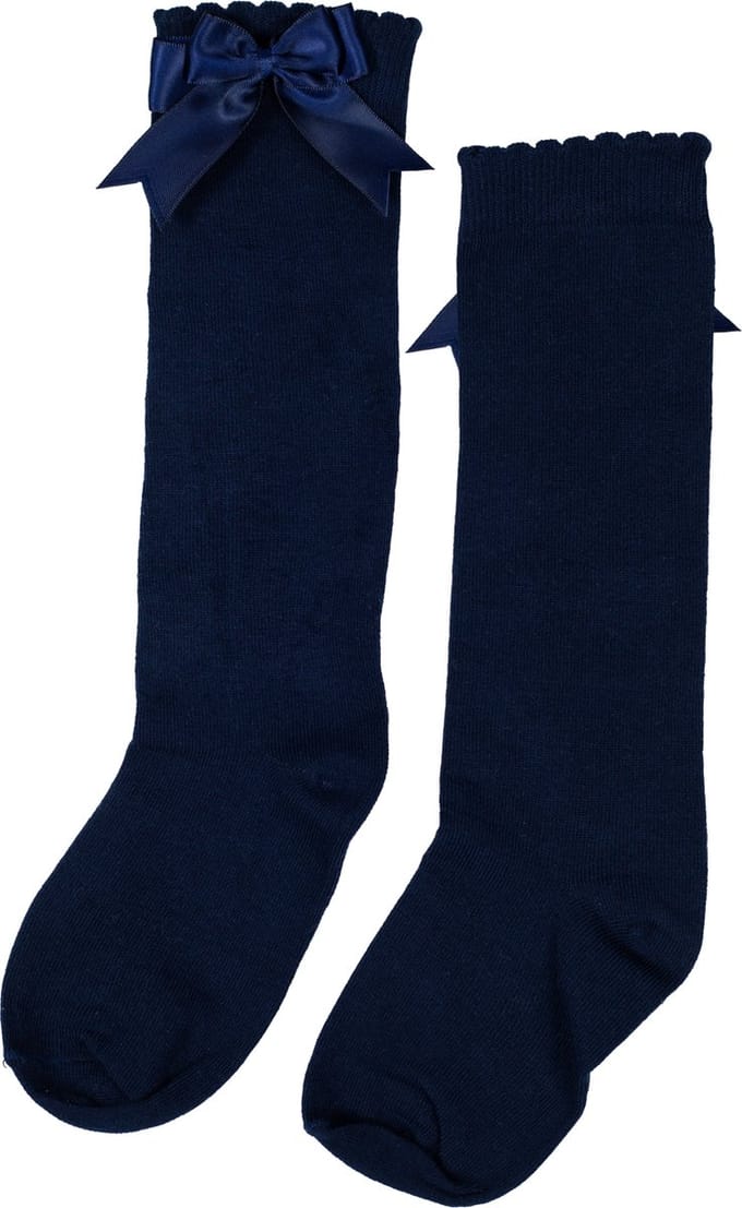 iN ControL 2pack kniekousen met satijnen strik - NAVY - 35/38