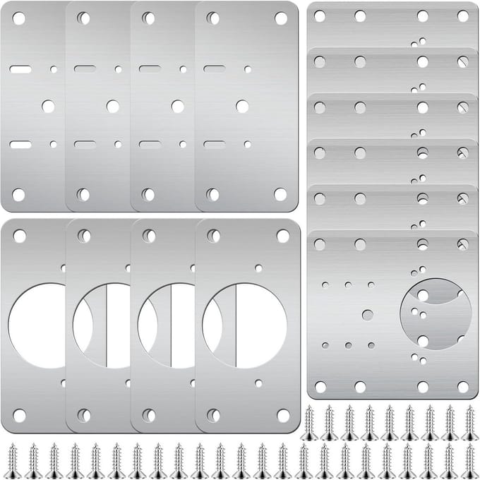 Hinge Repair Kit 14pcs - Roestvrij staal - Hinge plaat - Ideaal voor kastdeuren - SnelShoppen