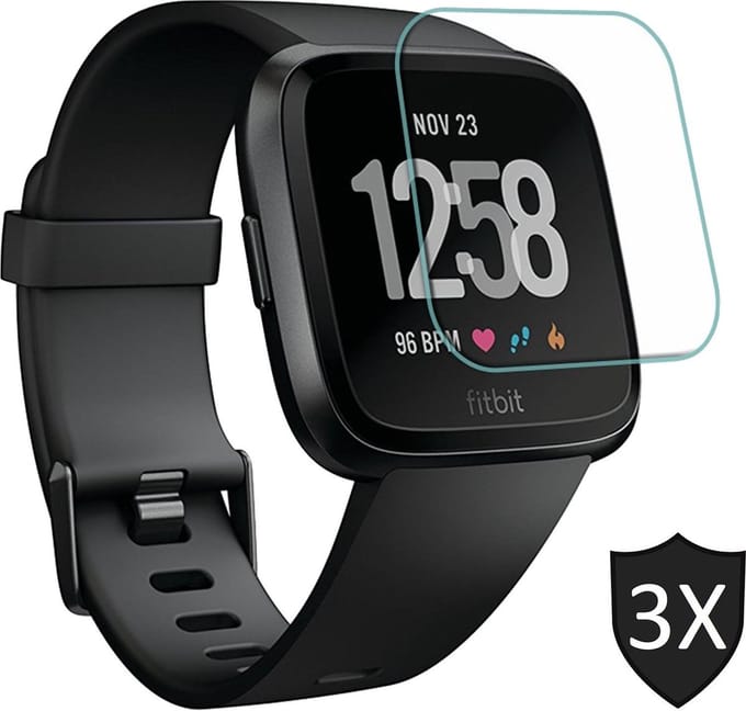 Screenprotector geschikt voor Fitbit Versa Lite - Tempered Glass Gehard Glas - 3 Stuks