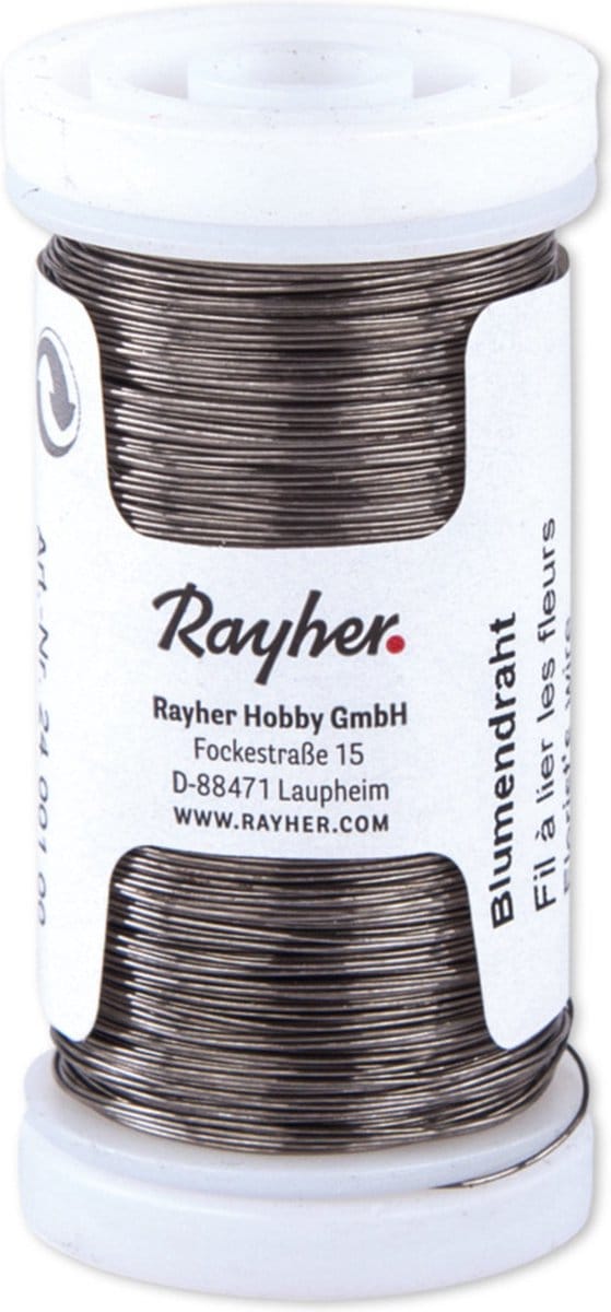 Rayher Bloemendraad of ijzerdraad - zwart - 0.35 mm dik - 100 meter snoer - metaaldraad - bindmaterialen