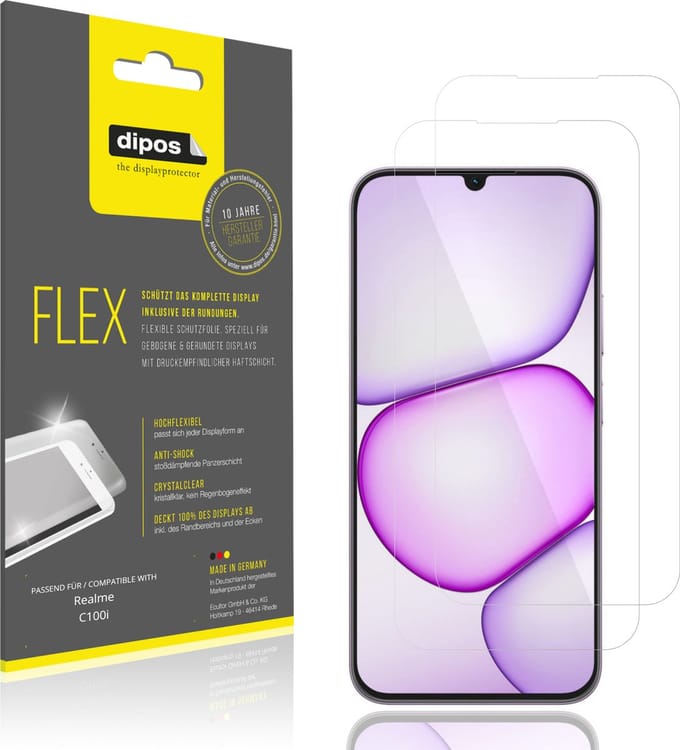 dipos – 2x Beschermfolie geschikt voor Realme C100i | 3D Full Cover Screenprotector | 100% Passend