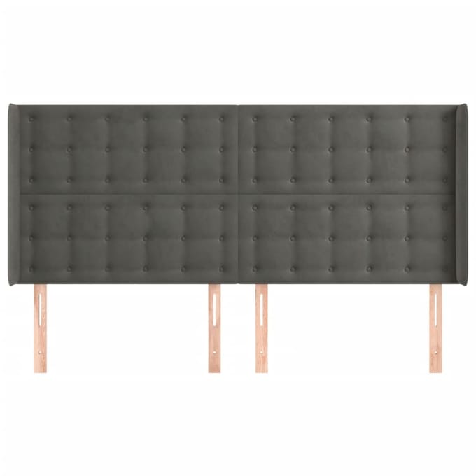 vidaXL - Hoofdbord - met - randen - 203x16x118/128 - cm - fluweel - donkergrijs