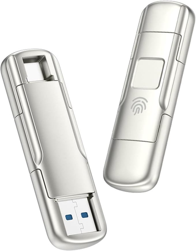Versleutelde USB-stick - Vingerafdruk drive - Data Beveiligen - Dubbele Encryptie - 512GB - Champagne Goud