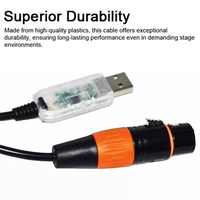 USB mannelijk naar XLR 3-pins vrouwelijke adapterkabel USB DMX512 interface-adapterkabel met ingebouwde FTDI 3 Meters black