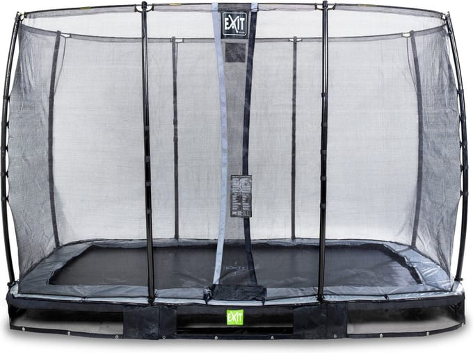 EXIT Elegant inground trampoline 214x366cm met Economy veiligheidsnet - zwart