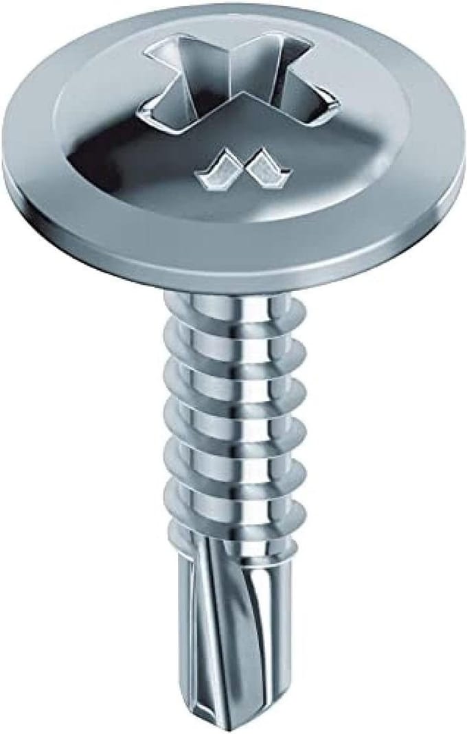 Zelfborende Schroeven - Metaalschroeven Zelftappend - Metaal Verbinden - Brede Paddenstoelkop - 4.2x16 mm - Wit Verzinkt