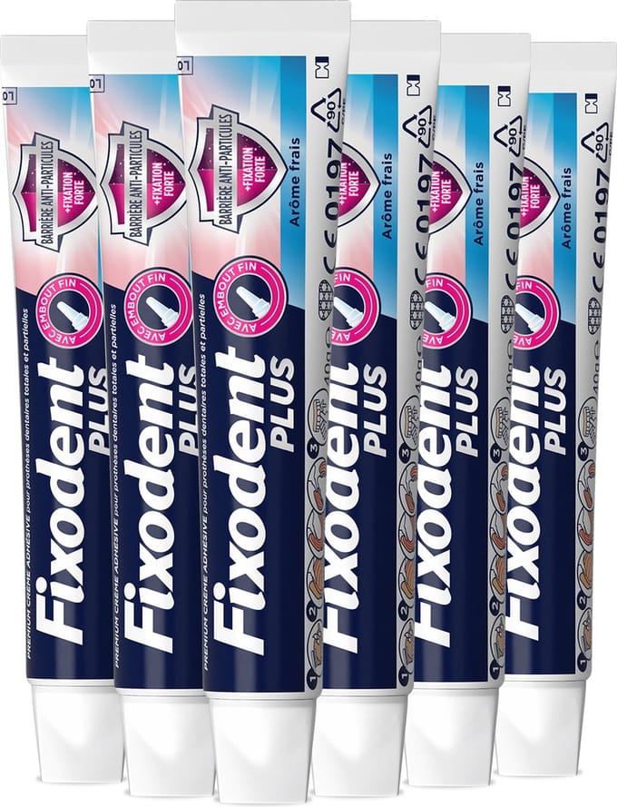 Fixodent Plus Kleefpasta voor Kunstgebit – Fris met Voedselschild - 6 x 40 ml