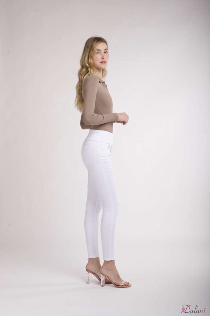 Broek Toxik3 met hoge taille jog denim extra comfy wit