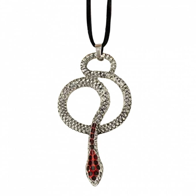 Ketting slang zilverkleur rood - Charme Bijoux