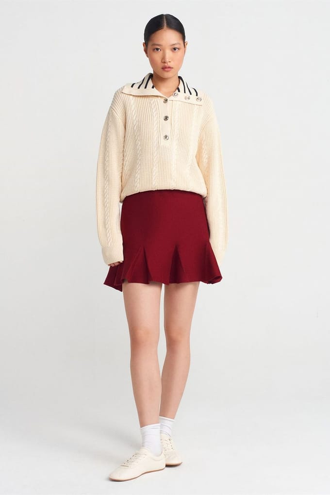 High-Waisted Geribbelde Minirok