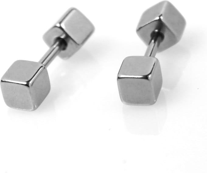 Stalen Kubus Oorbellen - Studs - Oorknoppen