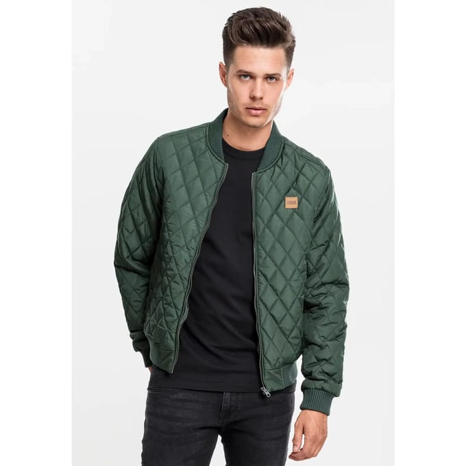 Urban Classics - Diamond Quilt Nylon Jacket olive Bomber jacket - 3XL - Groen