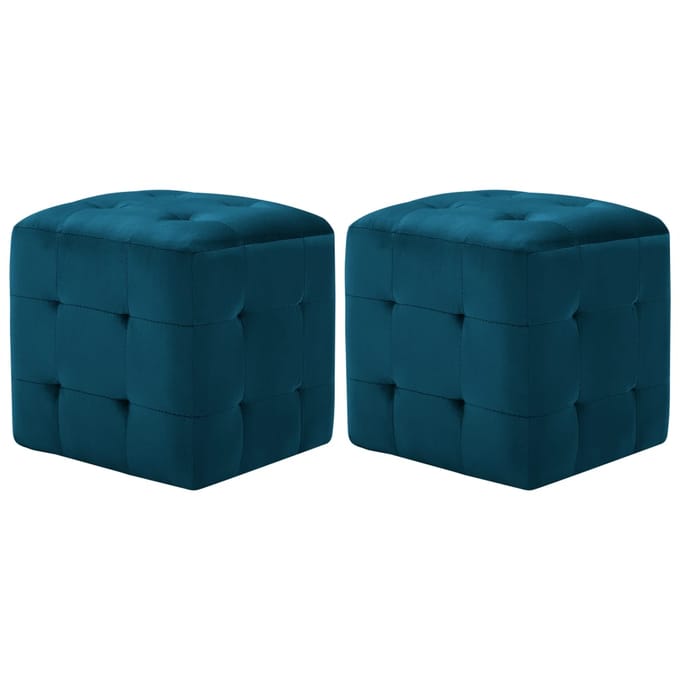 vidaXL - Poef - 2 - st - 30x30x30 - cm - fluweel - blauw