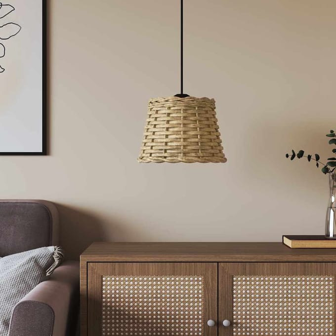 vidaXL - Plafondlampenkap - Ø20x15 - cm - wicker - bruin