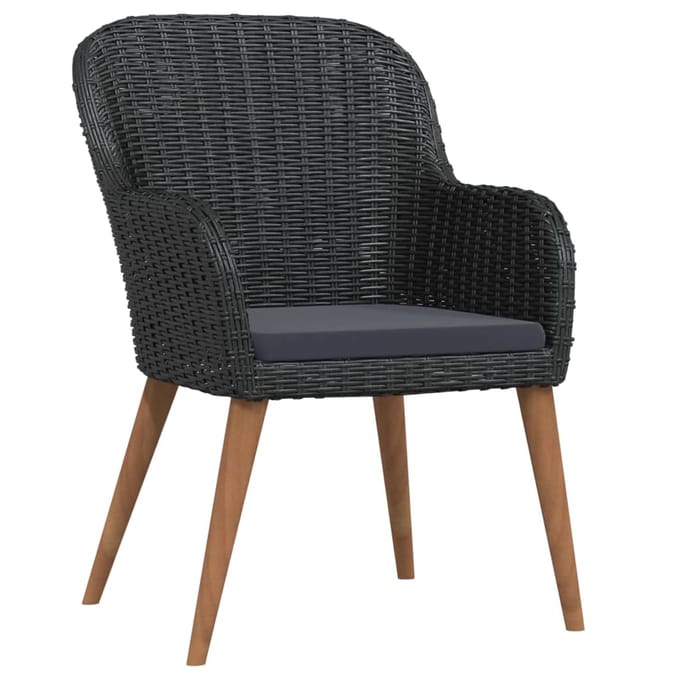 vidaXL - 7-delige - Tuinset - met - kussens - zwart