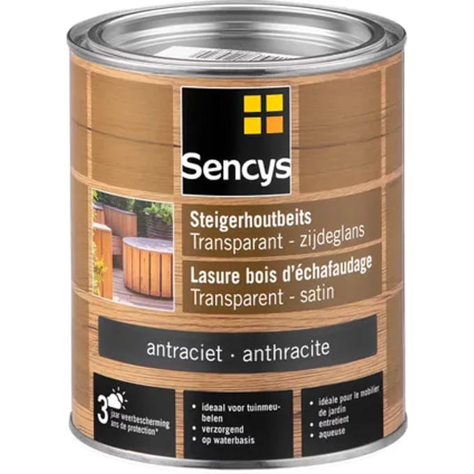 Sencys Steigerhoutbeits Transparant Antraciet 750ml