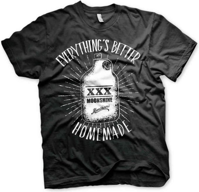 Moonshiners Heren Tshirt -S- Everything's Better Homemade Zwart