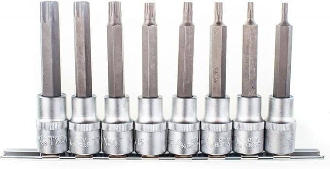 Torxdoppen set lang - 8 delig - Torxdop met gat - 1/2'' - ASTA