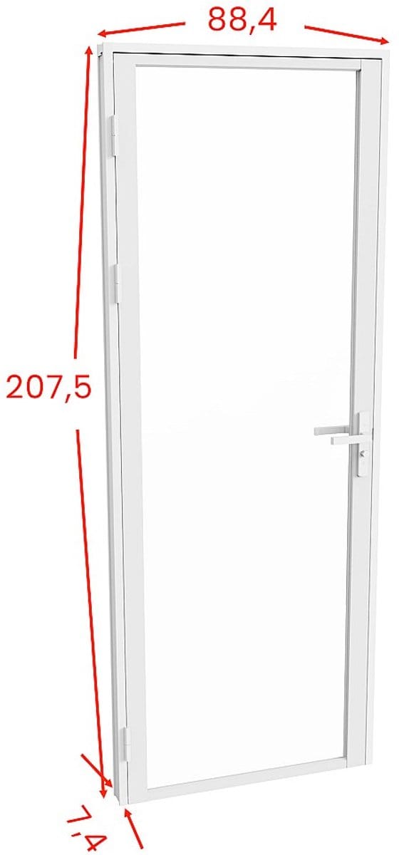 Vente-unique Omkeerbaar deurblok in aluminium en gehard glas - H204 x B83 cm - Wit - LOXTON