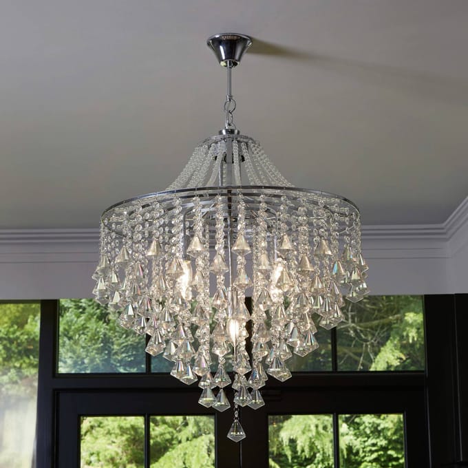 Searchlight Dorchester kroonluchter, kristal, 5-lamps, Ø 64 cm, E14