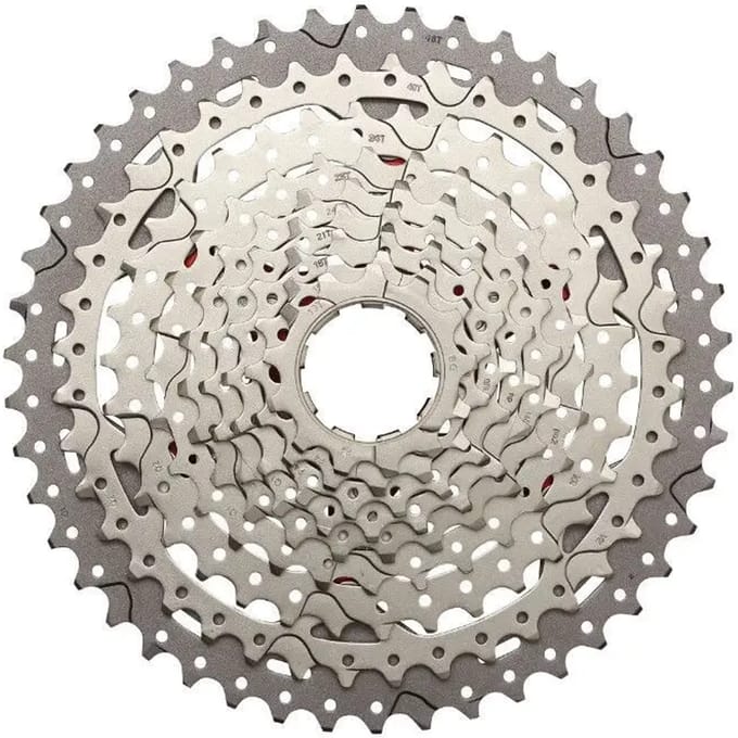 10-speed cassette Sunrace CS-MX3 11-46T - Zilver/Rood