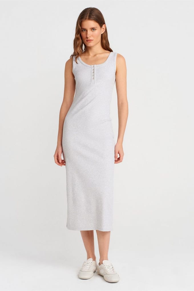Gestreepte Midi Bodycon Jurk Met Knopen