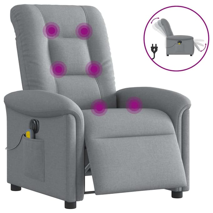 vidaXL - Massagestoel - elektrisch - verstelbaar - stof - lichtgrijs