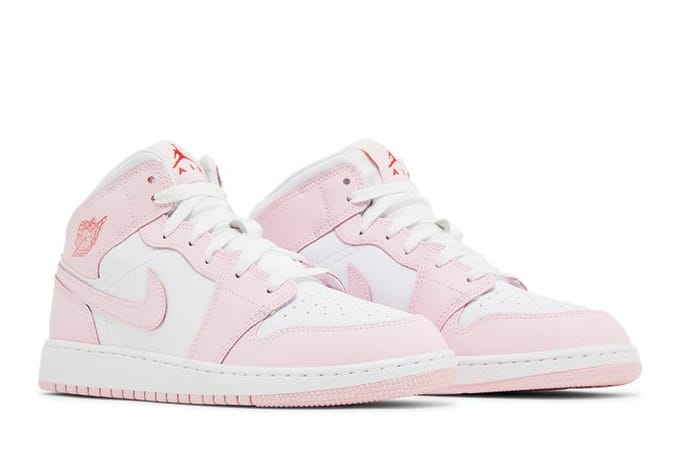 Jordan 1 Mid Roze Schuim Vuurrood (GS) 38.5 white