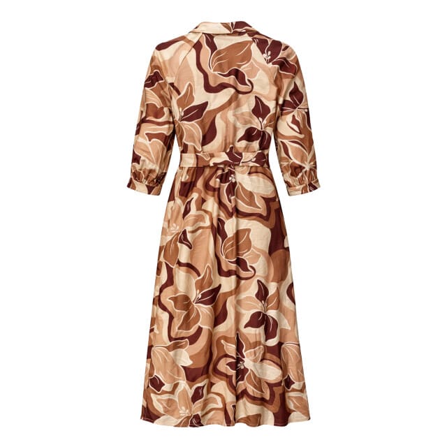 Smashed Lemon Midi jurk met bloemenprint in bruin en beige en ceintuur |