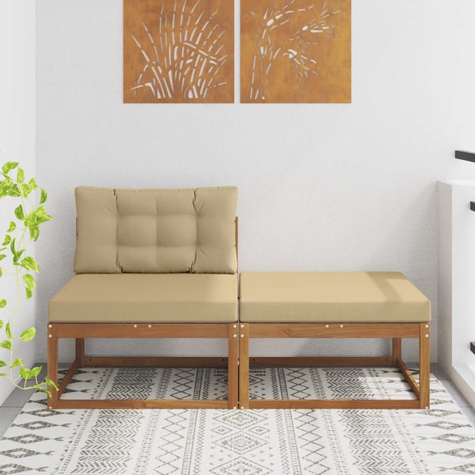 vidaXL - Sectie - Sofa - Eenheden - met - kussen - 2 - Stuk - Naturel
