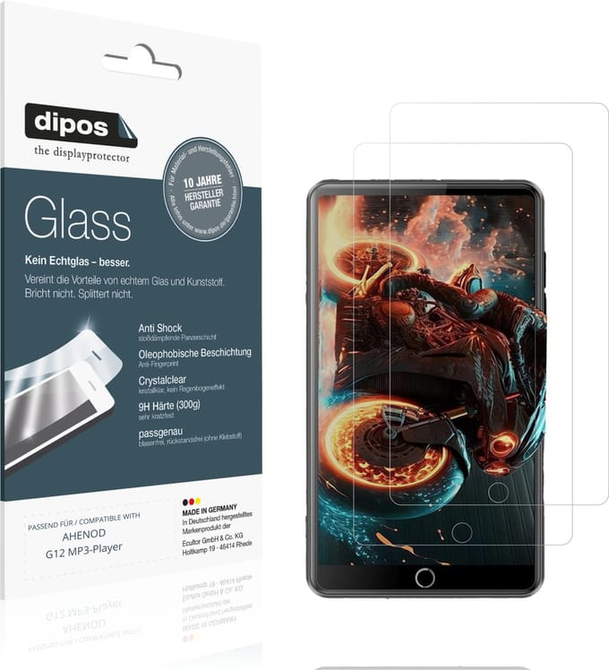 dipos – 2x Pantserfolie geschikt voor AHENOD G12 MP3-Player | 9H Screenprotector