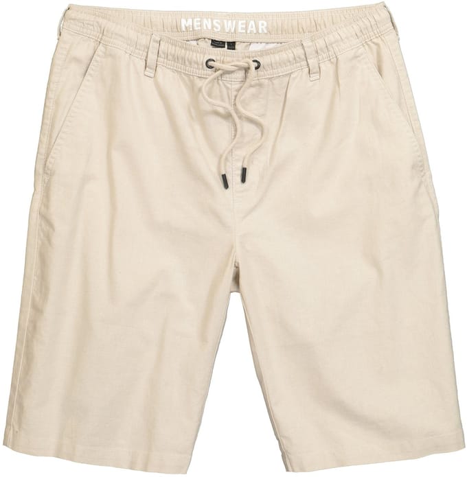 Men Plus - Heren - bermuda van linnenmix Relaxed Fit elastische tailleband - Kiezelgrijs - Maat 5XL