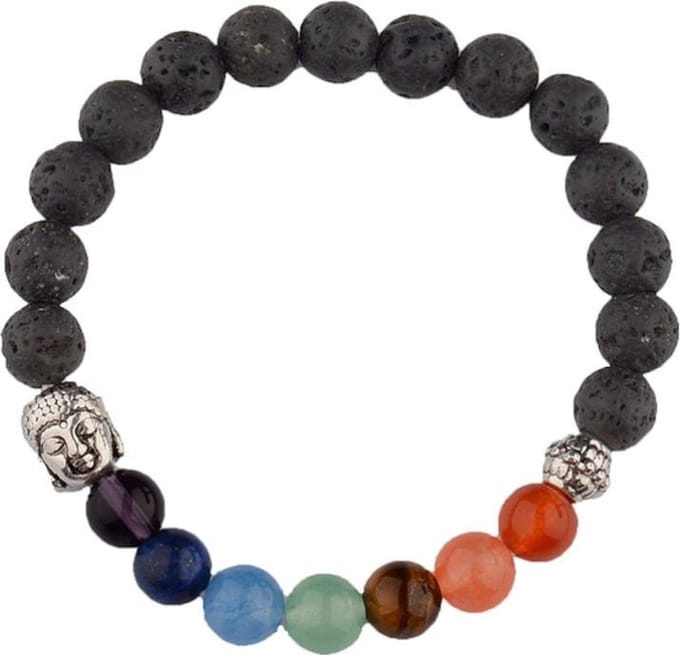 Fako Bijoux® - Buddha Armband - Chakra Reiki - Bedel - Lavasteen