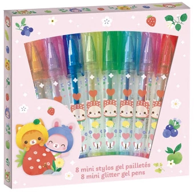 Janod - Papeterie - 8 Mini glitter pennen