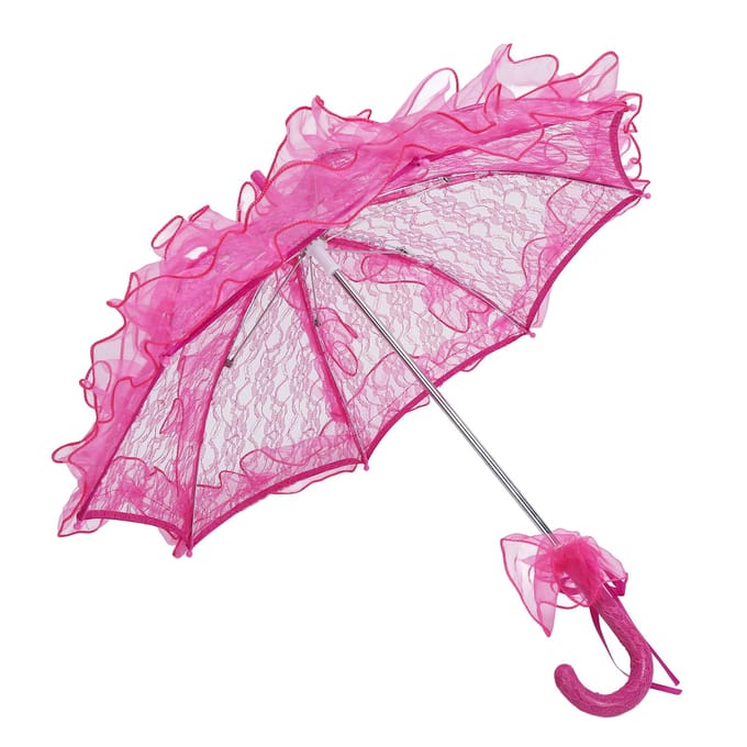 Kant Parasol Paraplu Handgemaakt Bruiloft Bruids Kant Paraplu Elegante Decoratieve Kant Paraplu rozerode kleur