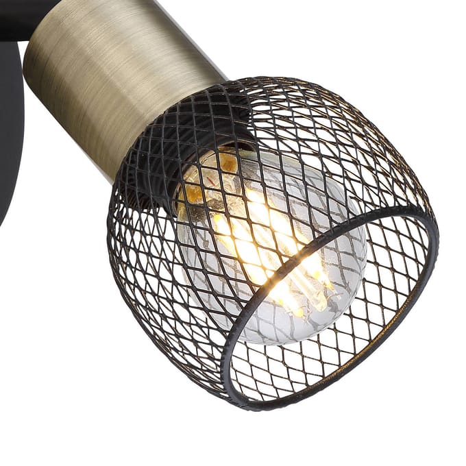 Globo Wandlamp Fiastra, zwart/oudmessing