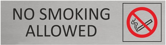 CombiCraft Aluminium deurbordje No smoking allowed 165x45mm met tape - per stuk