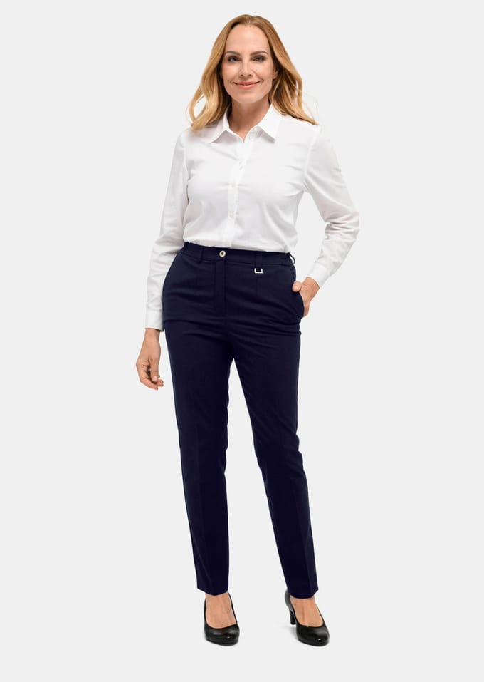 Goldner Chino Broek met strijkvouwen en gedeeltelijk elastische tailleband