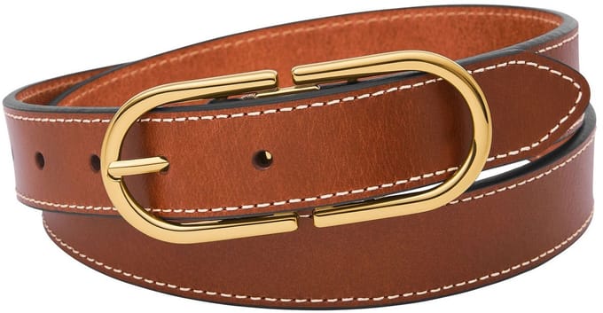 FOSSIL Leren riem Double D-Link Belt W95 Medium Brown bruine