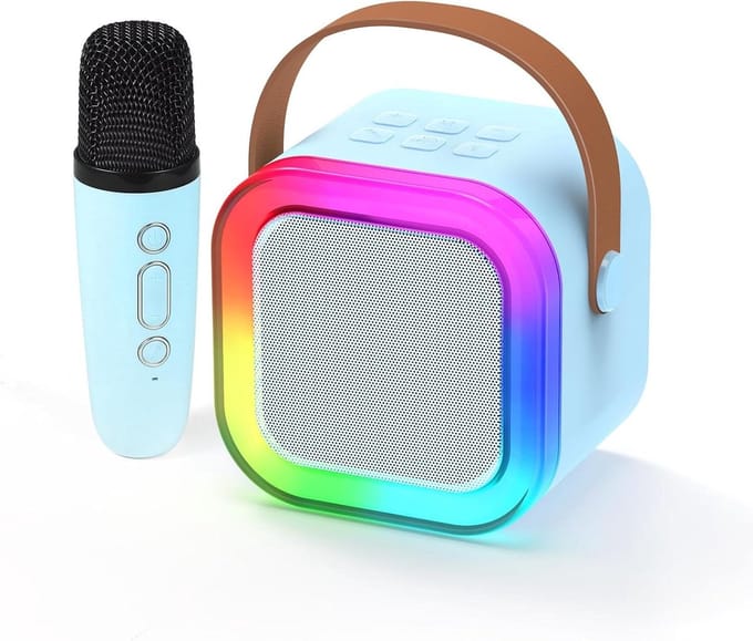 Karaoke Machine - Draagbare Speaker - Muziek en Zang - Met 2 Microfoons - Compact Formaat - Blauw