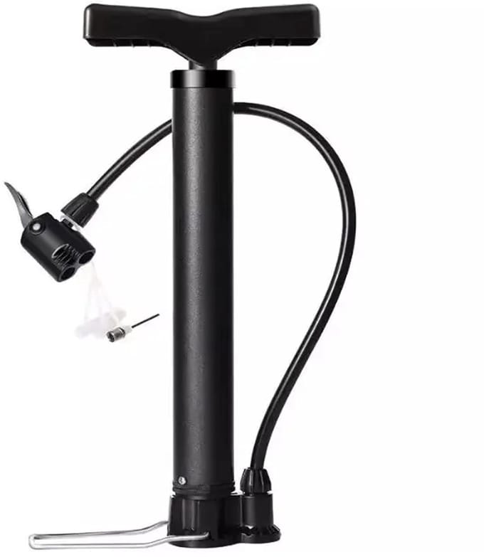 SCH® Fietspomp - Fietspomp met Drukmeter - Fietspompen - Zwart- 13cm x 13cm x 32cm; 200 g