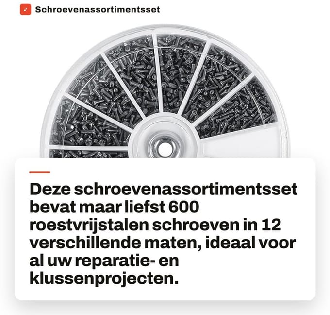 Dailygoods - Schroevenassortimentsset met 600 Roestvrijstalen Schroeven in Plastic Doos