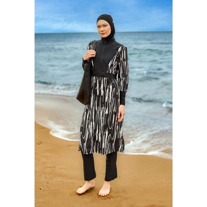 Zwarte Burkini-set met volledige dekking