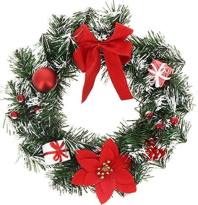 Kerstkrans met knopen 30 cm rood - Plastic - Rood - Rouge - SILUMEN