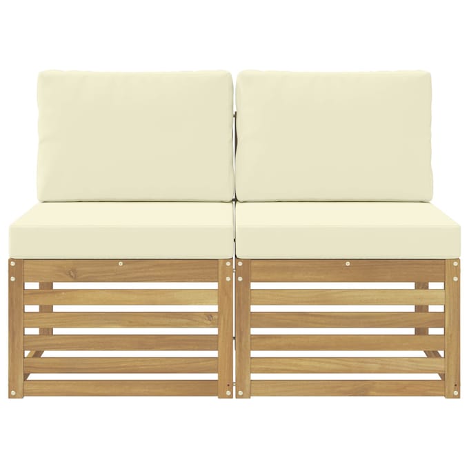 vidaXL - 2 - Stuk - Buiten - Midden - Sofa - Massief - Acacia - Hout - Wit